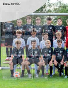 Albumseite 'D Grau FC Wehr' des StickerStars-Musteralbums mit Stickerfeldern für Spielerinnen und Spieler vor dem Tor