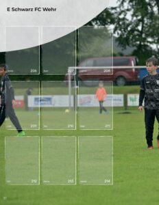 Albumseite 'E Schwarz FC Wehr' des StickerStars-Musteralbums mit Stickerfeldern für Spielerinnen und Spieler