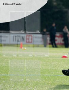 Albumseite 'E Weiss FC Wehr' des StickerStars-Musteralbums mit Stickerfeldern für Spielerinnen und Spieler