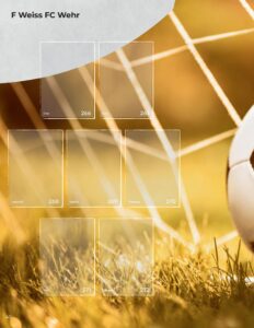 Albumseite 'F Weiss FC Wehr' des StickerStars-Musteralbums mit Stickerfeldern für Spielerinnen und Spieler